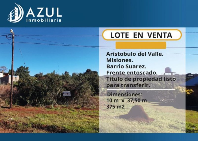 Terreno en Venta en  Aristobulo del Valle, Misiones